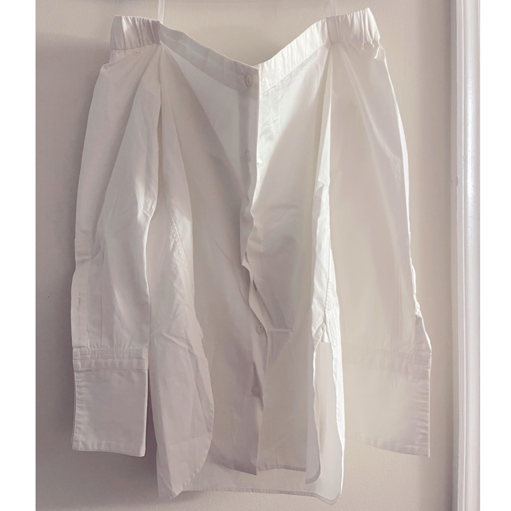 Rag & Bone Kacy Off Shoulder White Poplin Reversible Button Down Shirt M